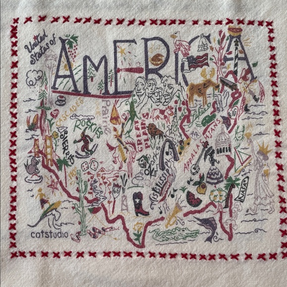 Vintage Catstudio 2004 Embroidered America/Minnesota map pillowcase. - Picture 5 of 6